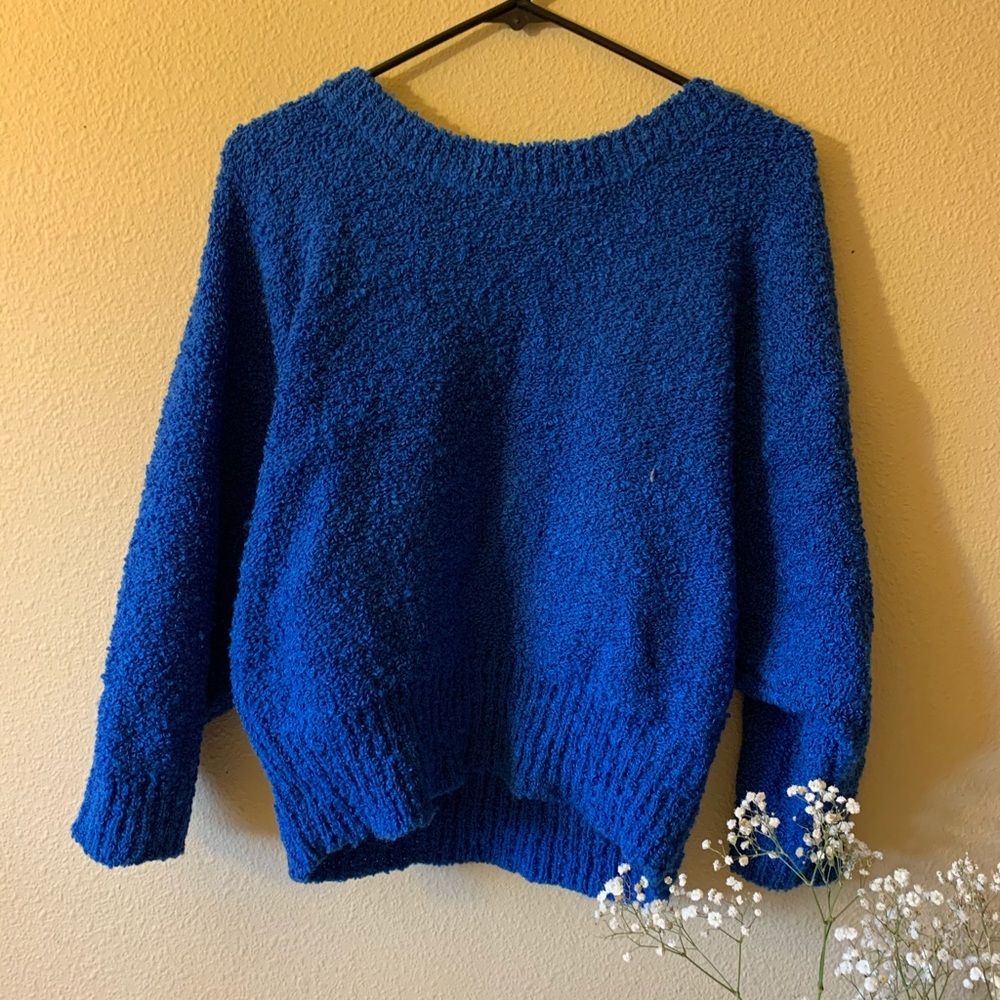 Blue sweater with low back